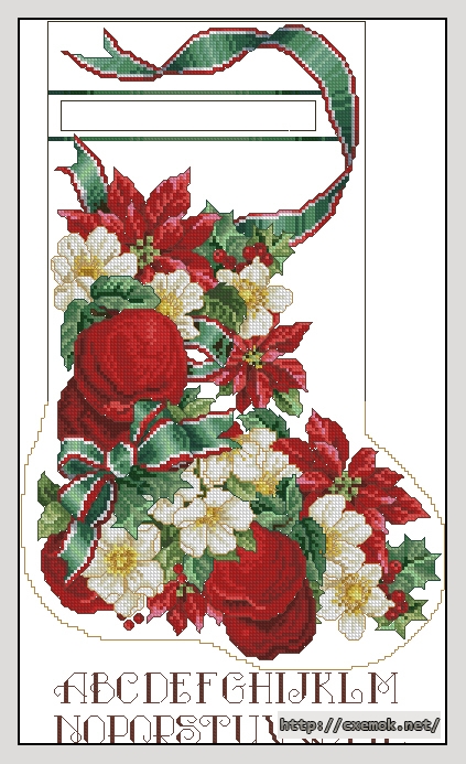 Скачать схему вышивки нитками Apple & Roses Stocking, автор 