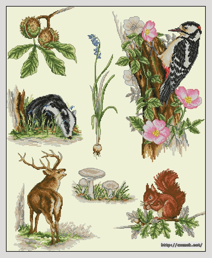 Download embroidery patterns by cross-stitch  - Woodland collection, author 