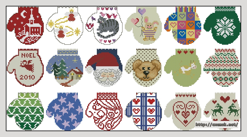 Download embroidery patterns by cross-stitch  - Миниварежки