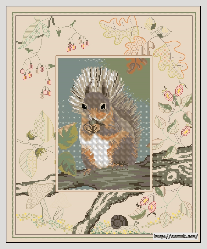 Download embroidery patterns by cross-stitch  - Red squirell, author 