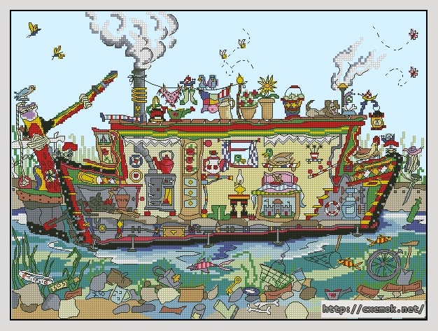 Download embroidery patterns by cross-stitch  - Narrow boat, author 