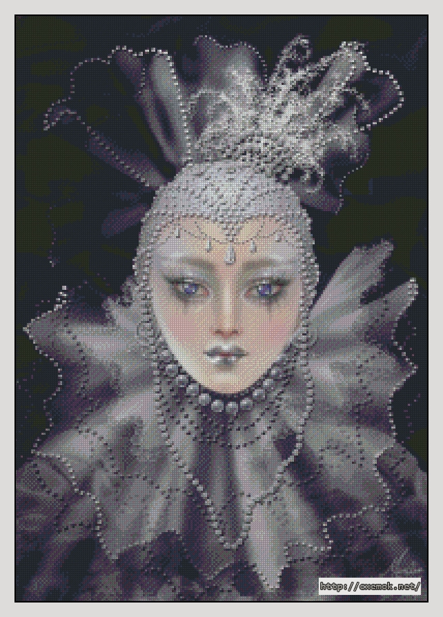 Download embroidery patterns by cross-stitch  - Silver pierrette, author 