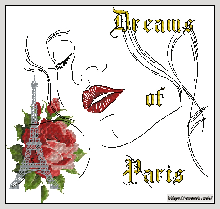 Скачать схему вышивки нитками Dreams of Paris, автор 