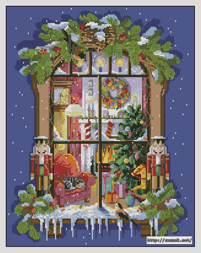 Скачать схемы вышивки нитками / крестом  - Christmas window, автор 