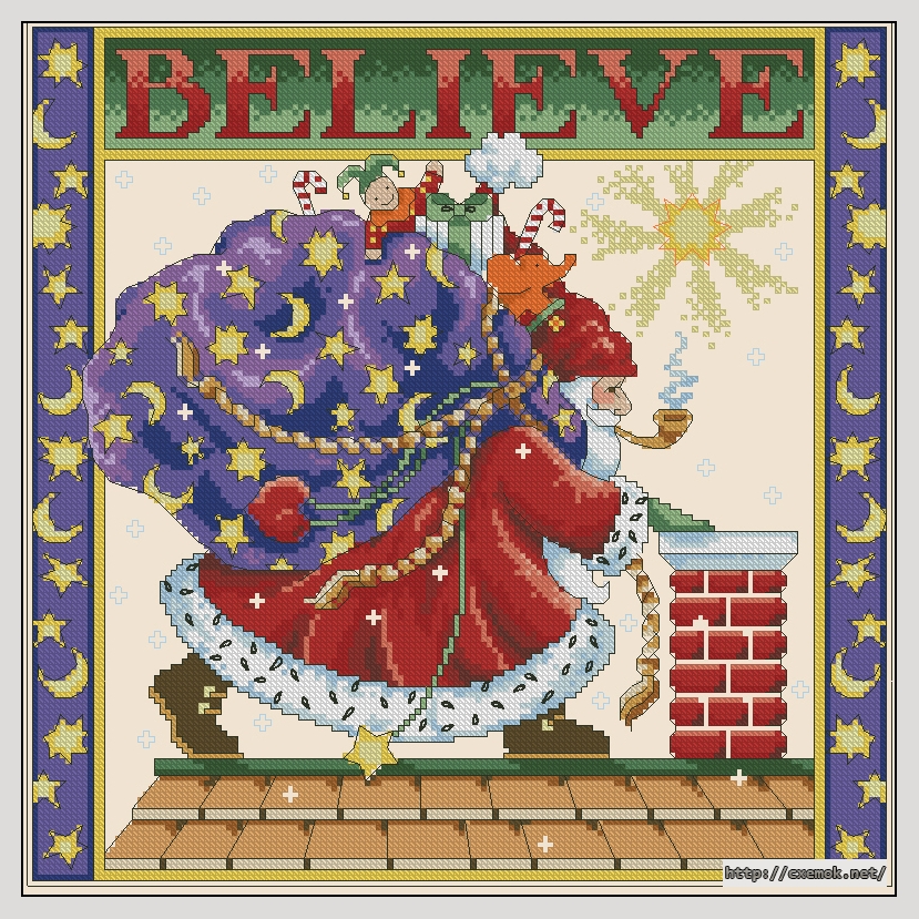 Download embroidery patterns by cross-stitch  - Believe-pillow, author 