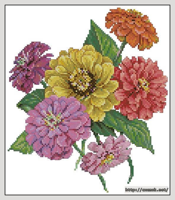 Download embroidery patterns by cross-stitch  - Zinnias, author 