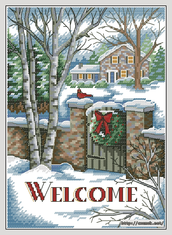 Download embroidery patterns by cross-stitch  - Winter welcome, author 