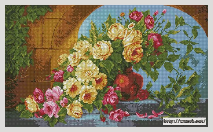 Download embroidery patterns by cross-stitch  - Букет вьющихся роз, author 
