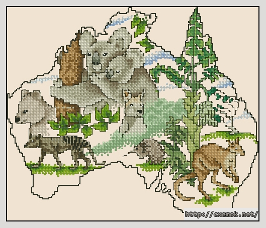 Download embroidery patterns by cross-stitch  - Australia (continens), author 