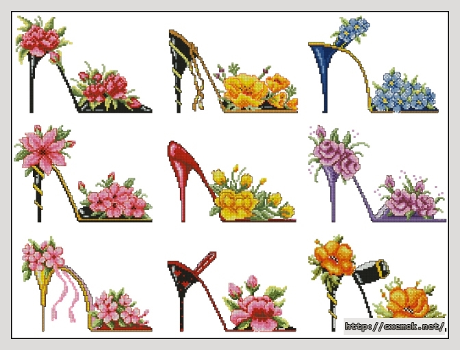 Скачать схемы вышивки нитками / крестом  - High heels collections, автор 