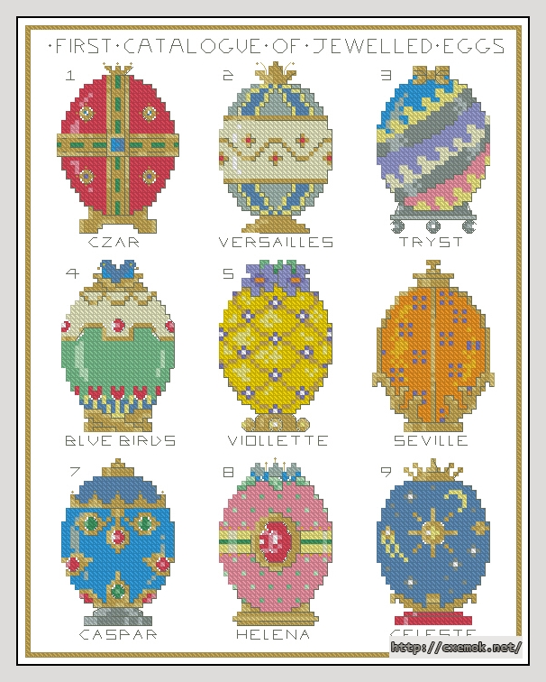 Download embroidery patterns by cross-stitch  - Jewelled eggs sampler, author 