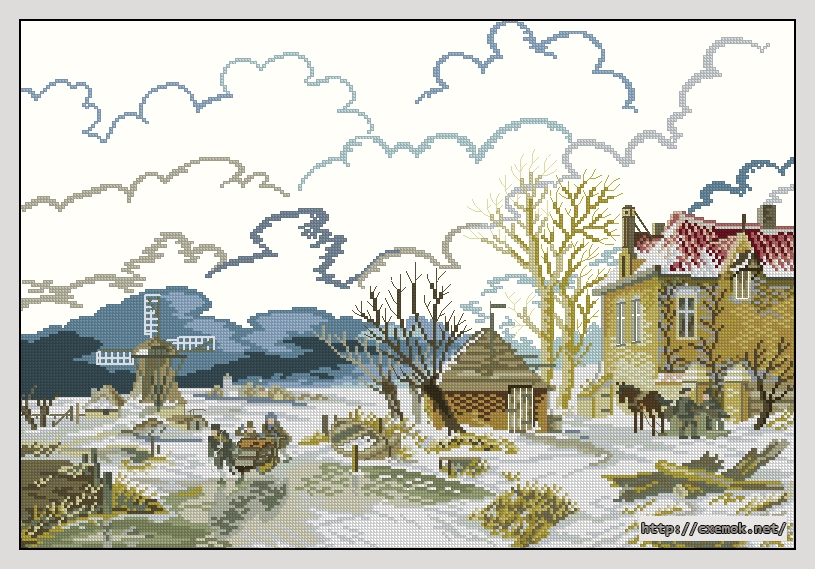 Download embroidery patterns by cross-stitch  - Old village, author 