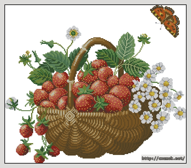 Download embroidery patterns by cross-stitch  - Kurv med jordb?r, author 