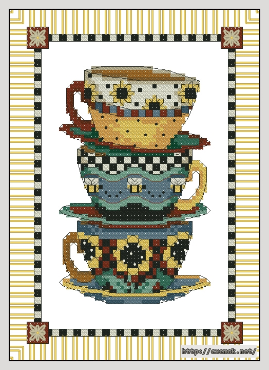 Download embroidery patterns by cross-stitch  - Stacked cups, author 