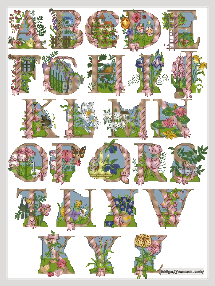 Скачать схему вышивки floral alphabet
