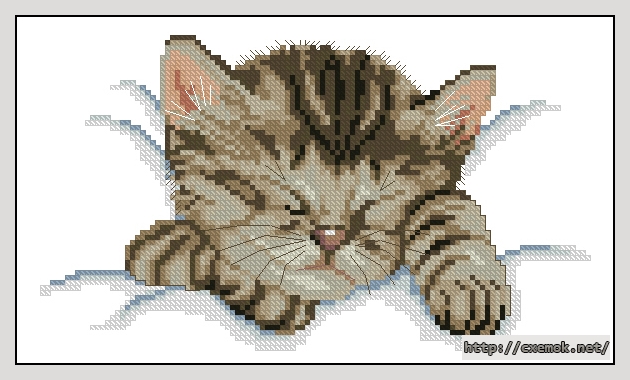 Download embroidery patterns by cross-stitch  - Sleeping kitty, author 