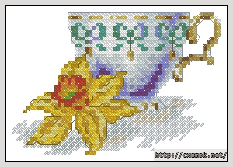Download embroidery patterns by cross-stitch  - Чашка и нарцисс, author 
