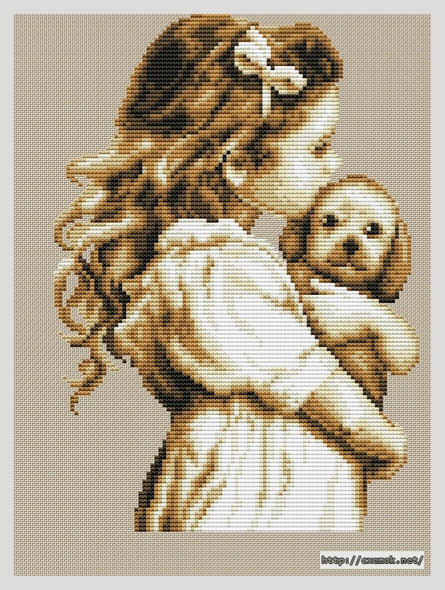 Download embroidery patterns by cross-stitch  - Little girl with dog, author 