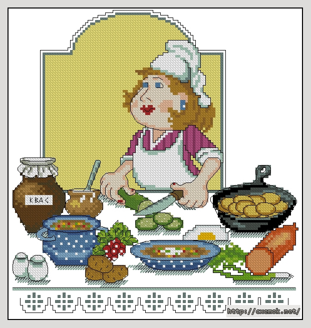 Download embroidery patterns by cross-stitch  - Окрошка, author 