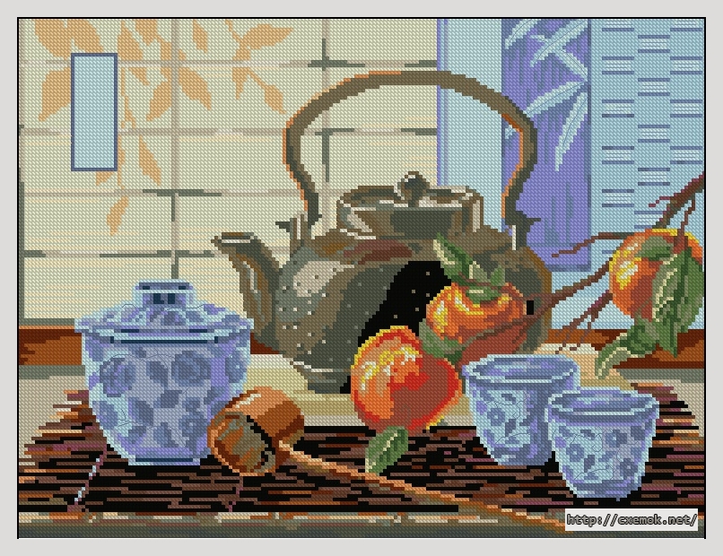 Download embroidery patterns by cross-stitch  - Tea ceremony, author 