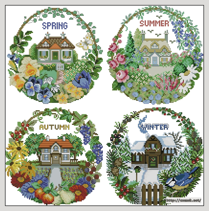 Download embroidery patterns by cross-stitch  - Cottage seasons, author 