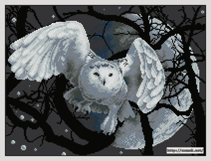 Download embroidery patterns by cross-stitch  - White owl, author 