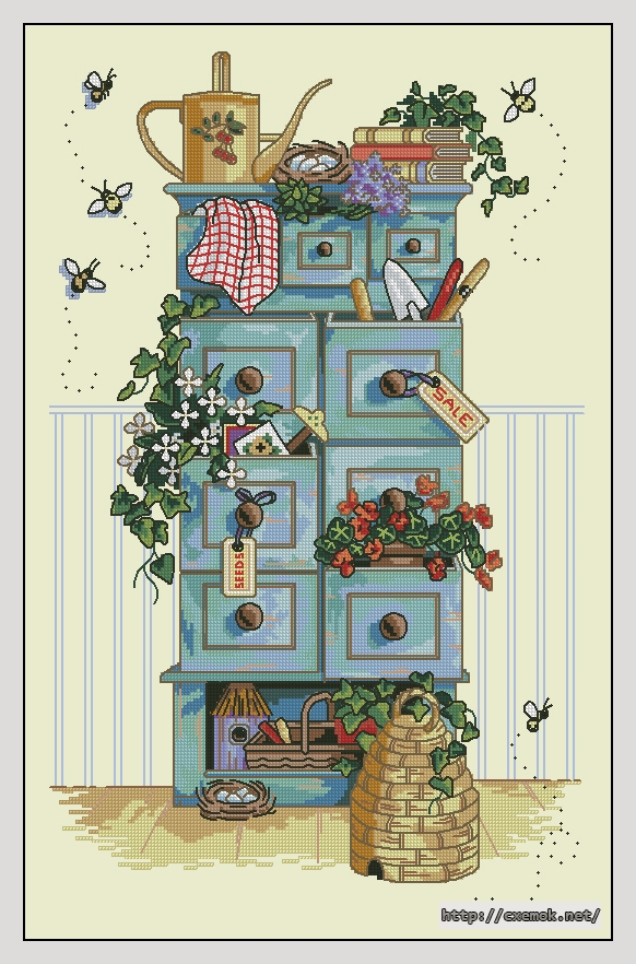 Download embroidery patterns by cross-stitch  - Gardening chest, author 
