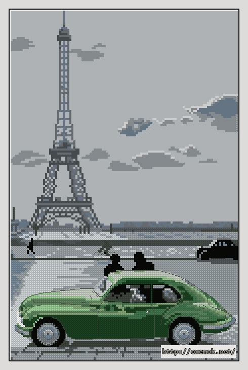 Завантажити схеми вишивки нитками / хрестом  - Paris eiffel tower, автор 