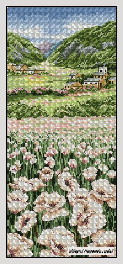 Download embroidery patterns by cross-stitch  - Poppy field, author 