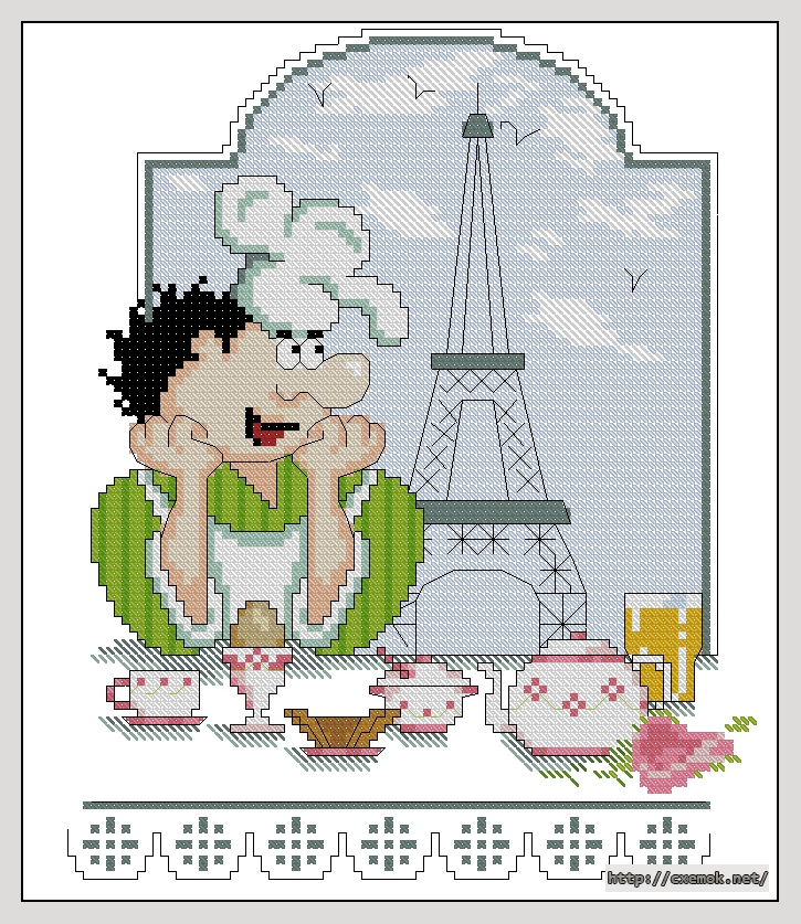 Скачать схему вышивки нитками Завтрак в Париже, автор 