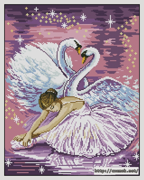 Download embroidery patterns by cross-stitch  - Ballerina with swans