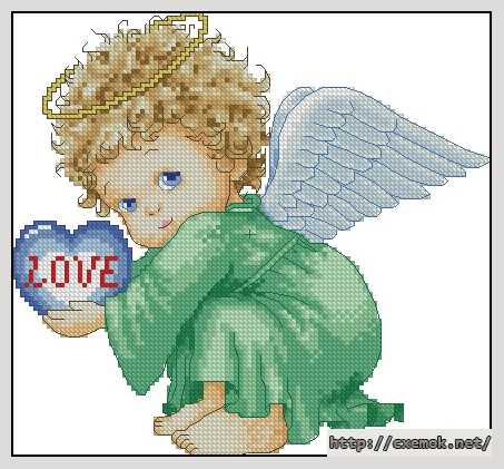 Download embroidery patterns by cross-stitch  - Ангелок в зеленом, author 