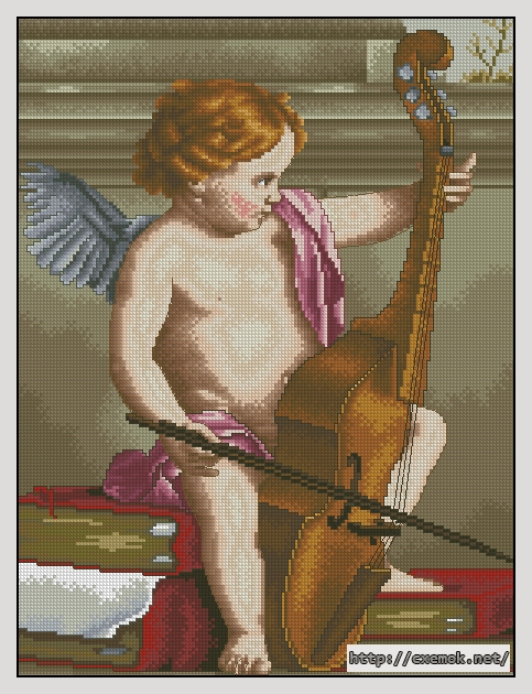 Скачать схему вышивки нитками Angel con violonchelo, автор 