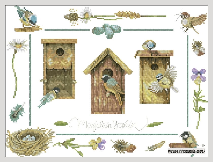 Download embroidery patterns by cross-stitch  - Birdhouses, author 