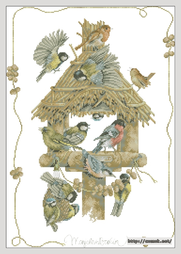 Скачать схемы вышивки нитками / крестом  - Birdhouse, автор 