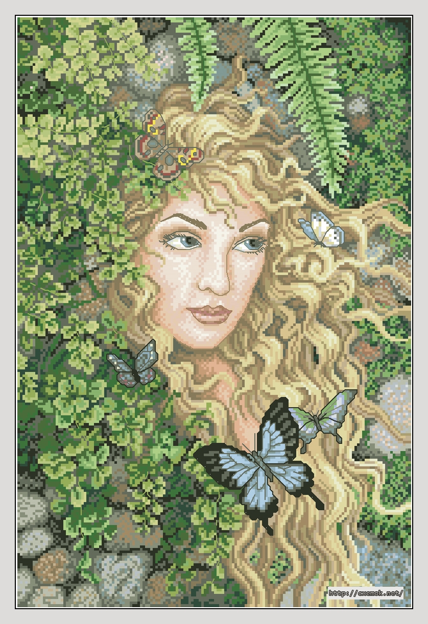 Download embroidery patterns by cross-stitch  - Maiden hair, author 
