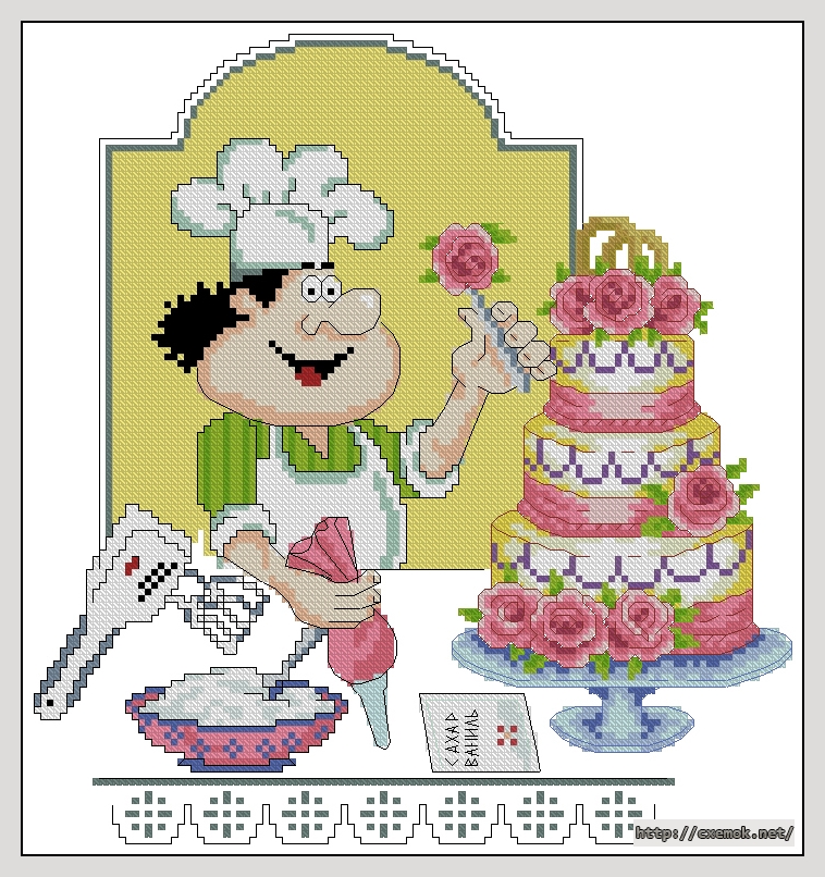 Скачать схему вышивки свадебный тортик