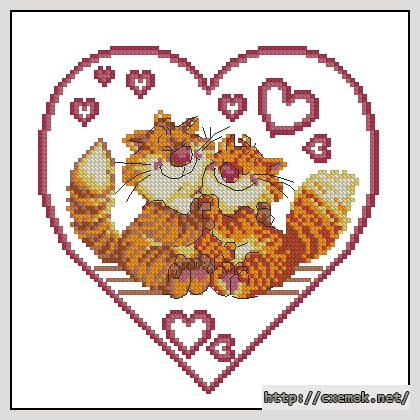 Download embroidery patterns by cross-stitch  - Кошачья любовь