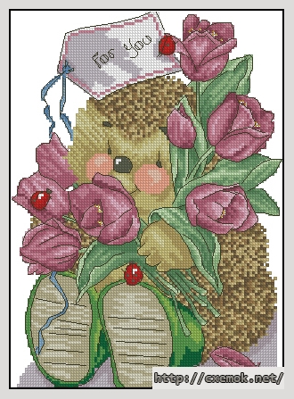 Скачать схему вышивки нитками Spring bouquet, автор 