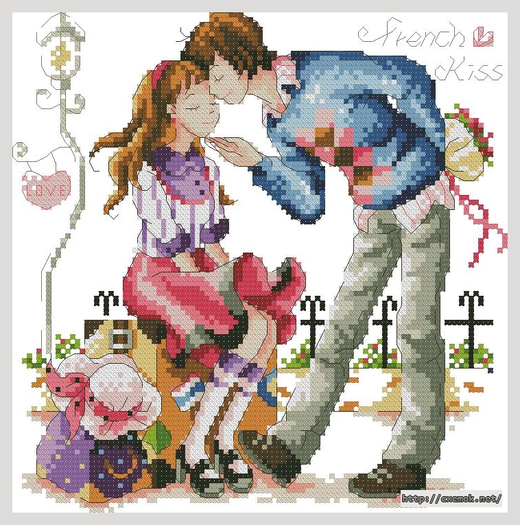 Download embroidery patterns by cross-stitch  - French kiss, author 
