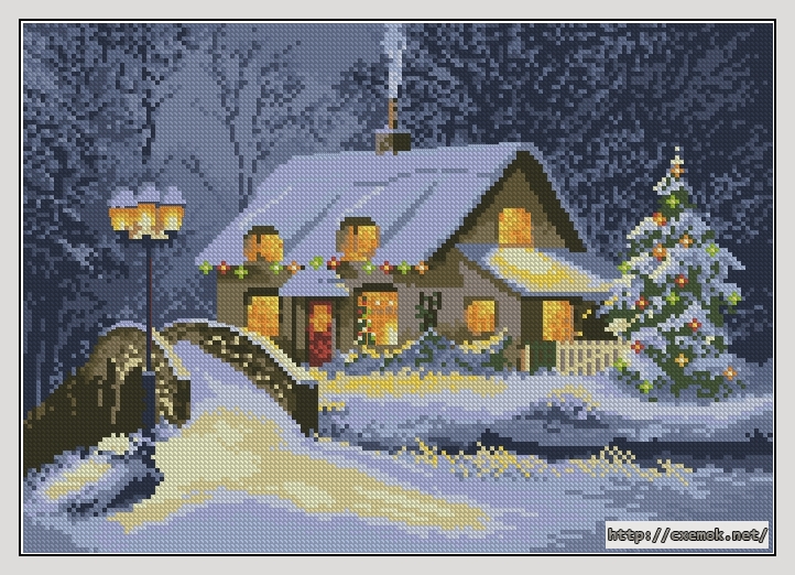 Download embroidery patterns by cross-stitch  - Christmas cottage, author 