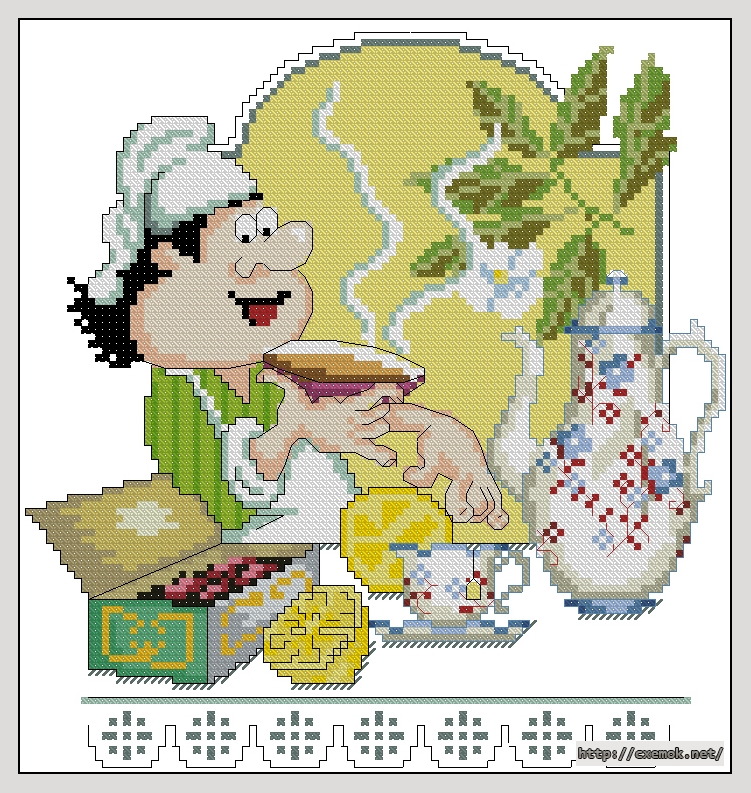 Download embroidery patterns by cross-stitch  - Чай, author 