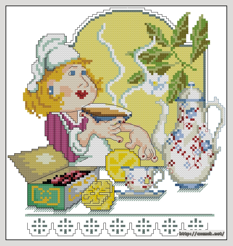 Download embroidery patterns by cross-stitch  - Чай с лимоном, author 