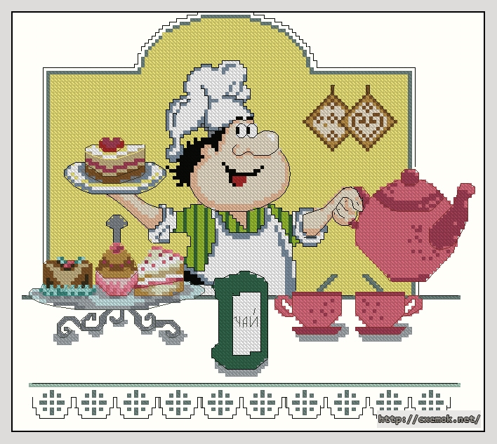 Download embroidery patterns by cross-stitch  - Чаёк, author 