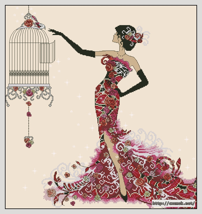 Download embroidery patterns by cross-stitch  - Birdcage elegance, author 