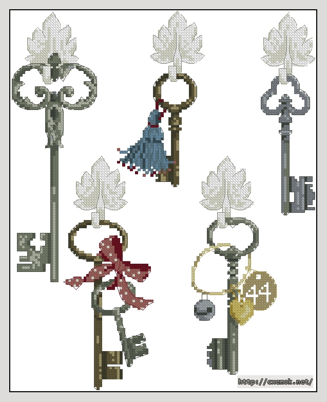 Download embroidery patterns by cross-stitch  - The mysterious key