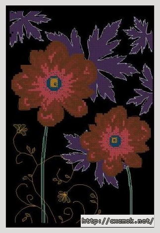 Download embroidery patterns by cross-stitch  - Ornamental anemones, author 