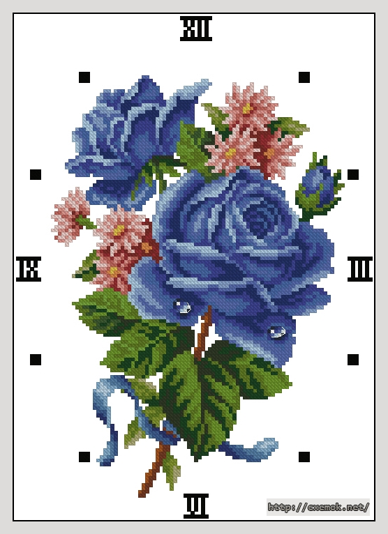 Download embroidery patterns by cross-stitch  - Beauty rose - blue, author 