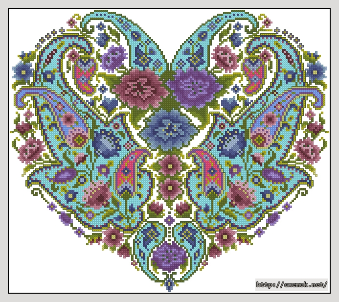 Download embroidery patterns by cross-stitch  - Indian pashmina heart, author 