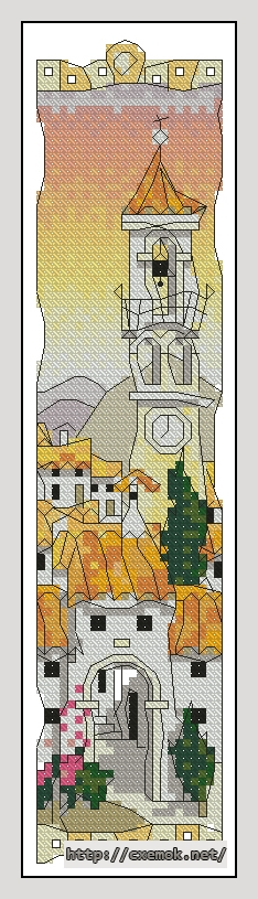 Download embroidery patterns by cross-stitch  - Spanish hill town bookmark, author 